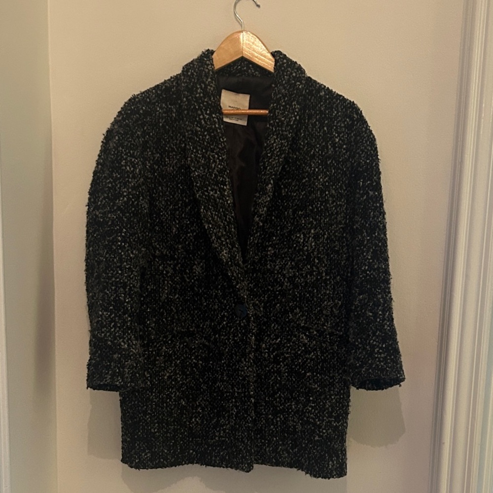 Mango Black and Gray Bouclé Jacket